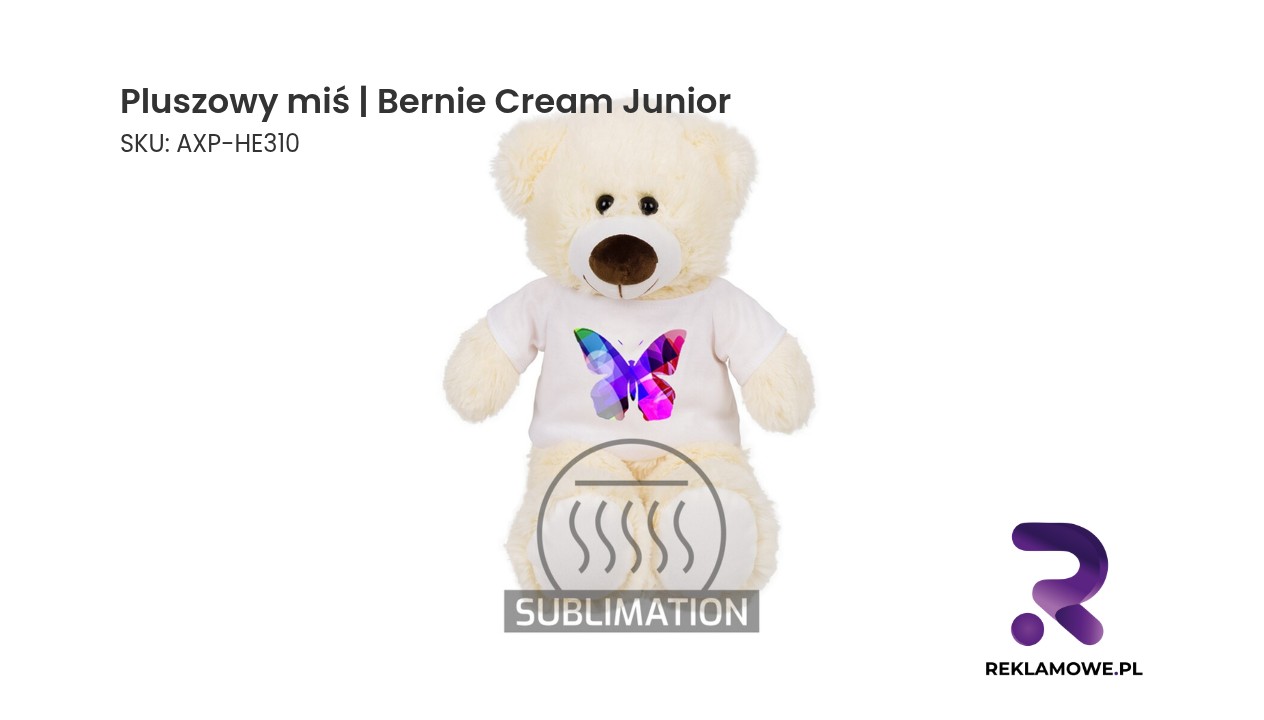 Miękki pluszowy miś Bernie Cream Junior w kolorze kremowym
