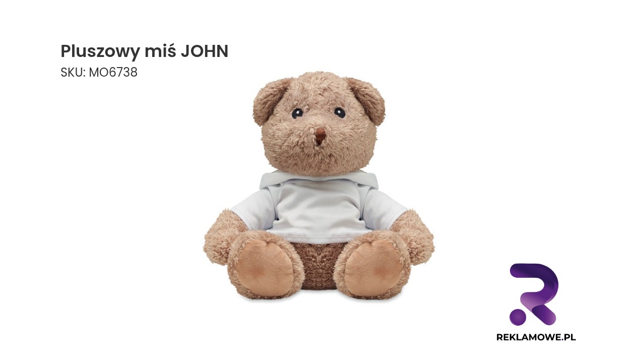 Pluszowy miś JOHN w kolorze brązowym, idealny na prezent