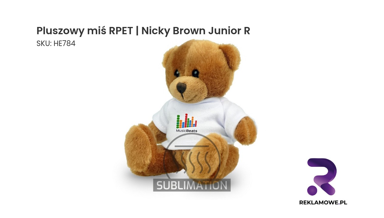 Pluszowy miś RPET Nicky Brown Junior R w naturalnych kolorach