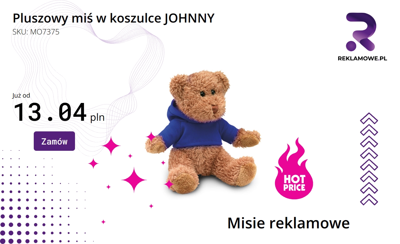 Pluszowy miś w koszulce z napisem JOHNNY