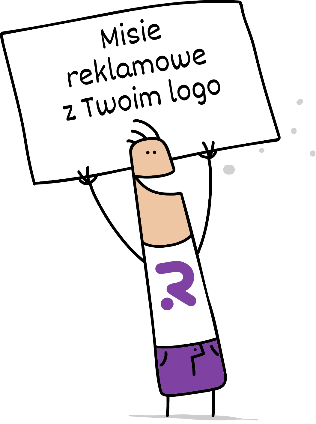 Buddy trzymający napis misie reklamowe z Twoim logo