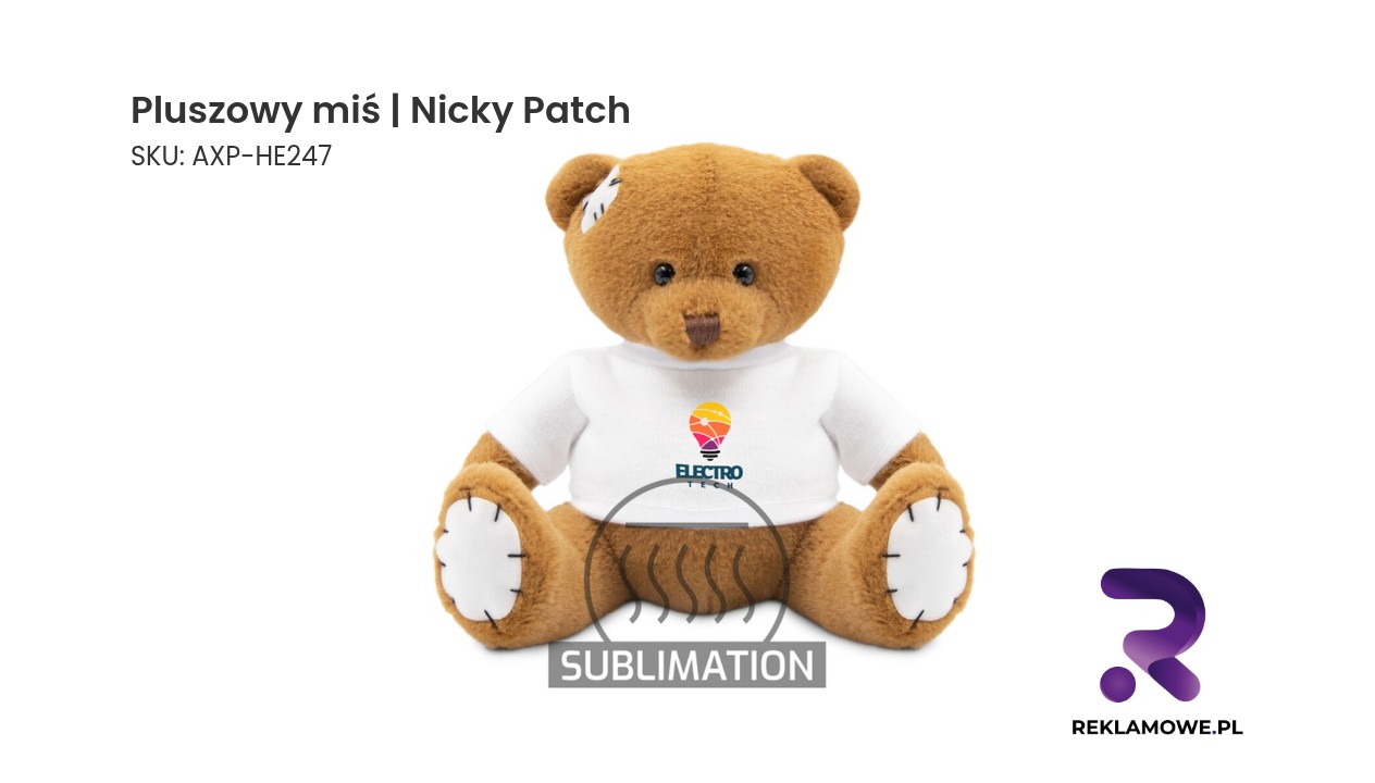 Pluszowy miś Nicky Patch w kolorowych łatkach